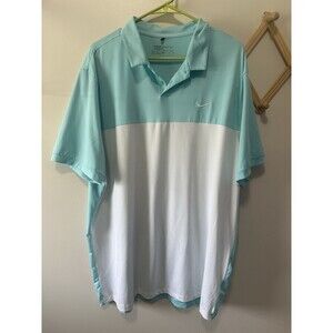 Nike Golf Men Blue and White Polo Shirt Tour Performance Dri-Fit Size XL